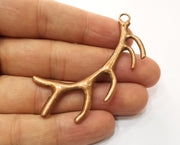 2 Horn Charms Antique Copper Plated Charms (68x28mm)  G18890