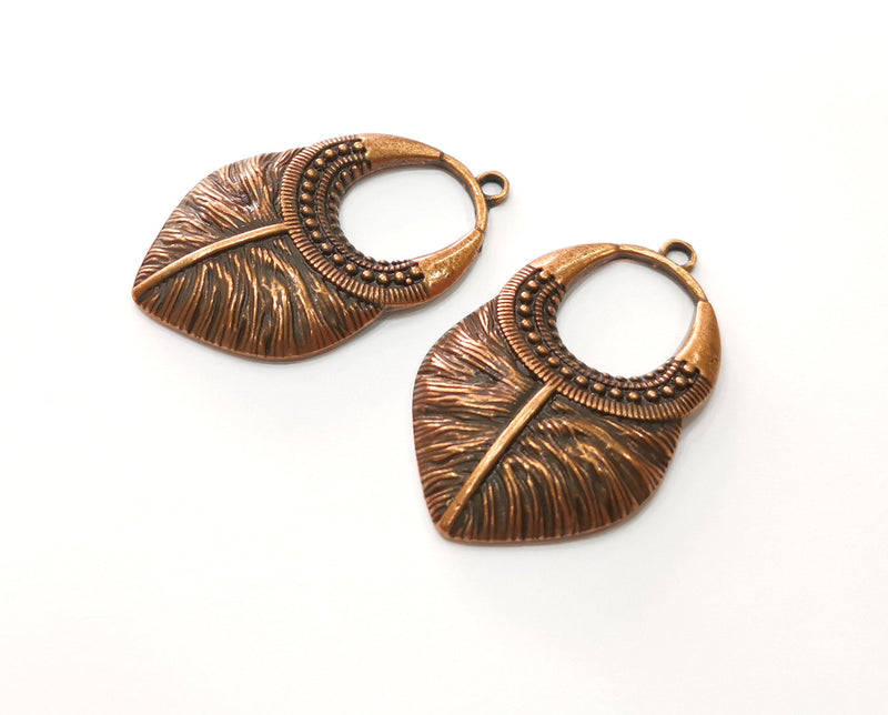2 Copper Charms Antique Copper Plated Charms (40x24mm)  G18891
