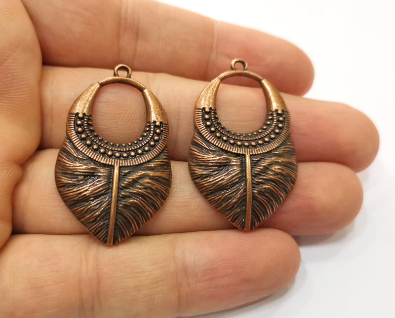 2 Copper Charms Antique Copper Plated Charms (40x24mm)  G18891