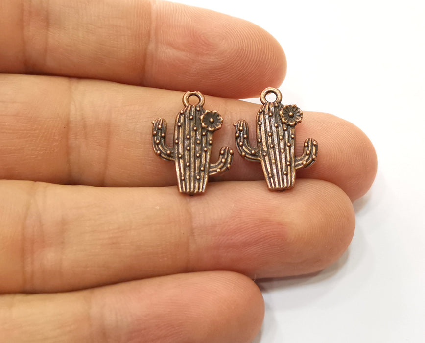 10 Cactus Charms Antique Copper Plated Charms (20x15mm)  G18892