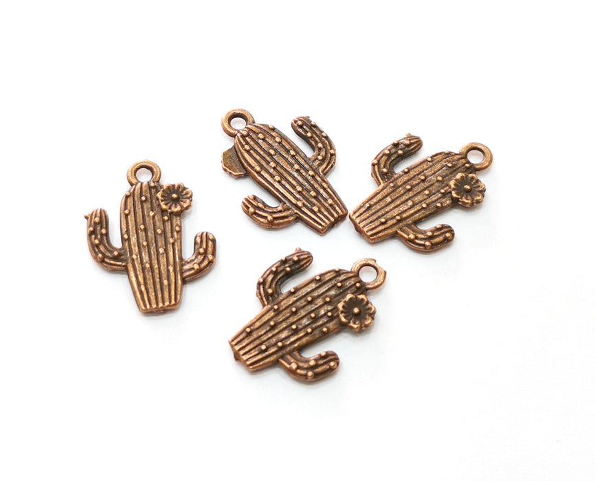 10 Cactus Charms Antique Copper Plated Charms (20x15mm)  G18892