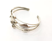 Leaf Silver Bracelet Blanks Cuff Blanks Adjustable Blank Antique Silver Plated Brass ( 7mm Cone Blanks ) G19432