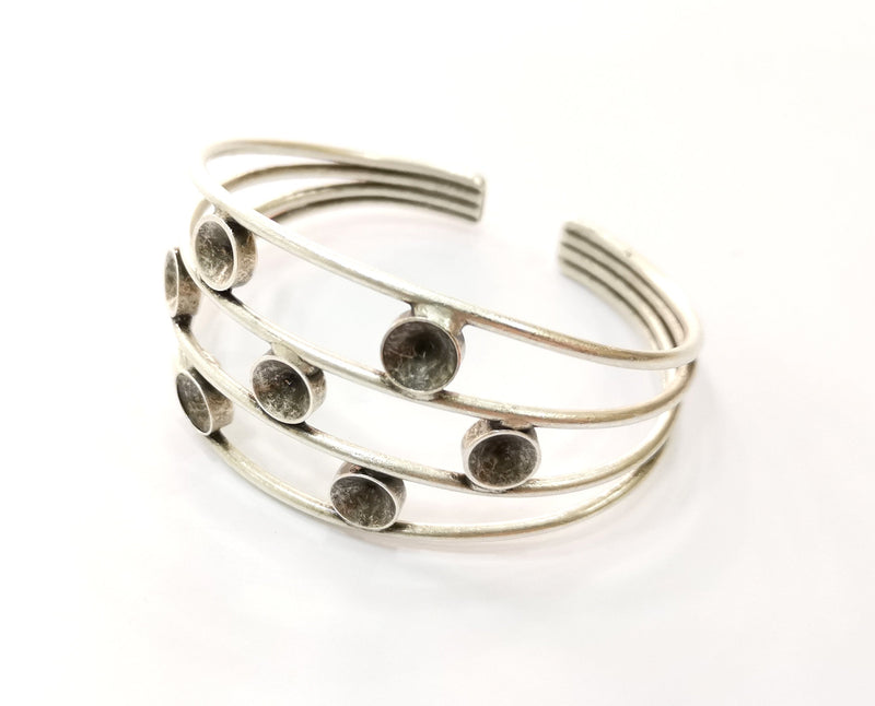 Silver Bracelet Blanks Cuff Blanks Adjustable Blank Antique Silver Plated Brass ( 7mm Cone Blanks ) G19435