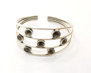 Silver Bracelet Blanks Cuff Blanks Adjustable Blank Antique Silver Plated Brass ( 7mm Cone Blanks ) G19435