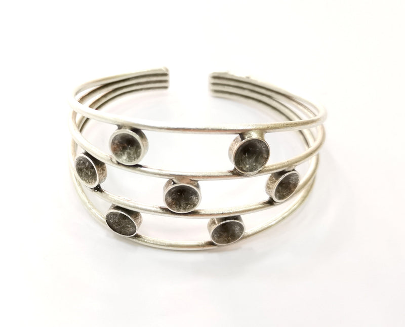 Silver Bracelet Blanks Cuff Blanks Adjustable Blank Antique Silver Plated Brass ( 7mm Cone Blanks ) G19435