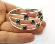 Silver Bracelet Blanks Cuff Blanks Adjustable Blank Antique Silver Plated Brass ( 7mm Cone Blanks ) G19435