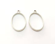 4 Oval Bezel Charms Antique Silver Plated Charms (39x23mm) G19439