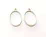 4 Oval Bezel Charms Antique Silver Plated Charms (39x23mm) G19439