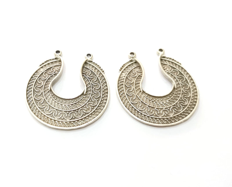 2 Silver Charms Connector Antique Silver Plated Charms (37x34mm)  G19441