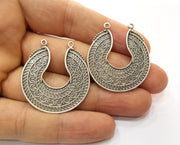 2 Silver Charms Connector Antique Silver Plated Charms (37x34mm)  G19441