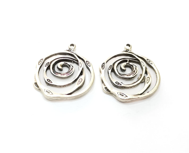 4 Silver Charms Antique Silver Plated Charms (31x27mm)  G19443