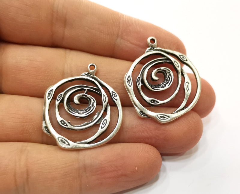 4 Silver Charms Antique Silver Plated Charms (31x27mm)  G19443
