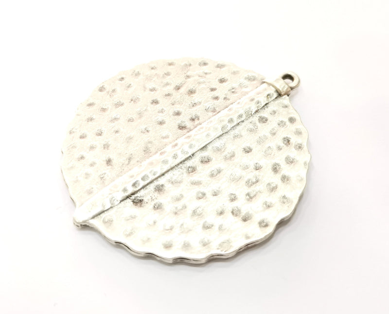 Hammered Silver Charms Antique Silver Plated Charms (71x61mm)  G19444