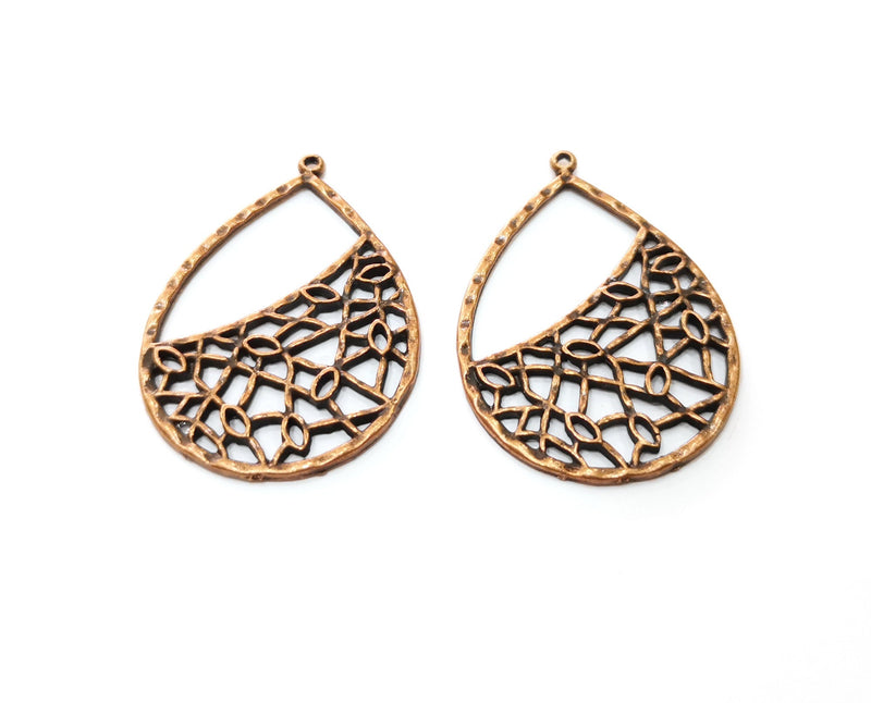 2 Copper Charms Antique Copper Plated Charms (47x33mm)  G18893