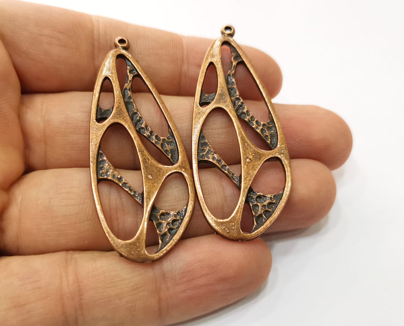 2 Copper Charms Antique Copper Plated Charms (56x23mm)  G18896