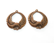 2 Copper Leaf Charms Antique Copper Plated Charms (38x33mm)  G18897