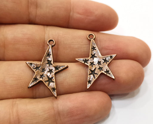 6 Stars Charms Antique Copper Plated Charms (29x20mm)  G18901