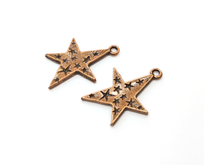 6 Stars Charms Antique Copper Plated Charms (29x20mm)  G18901