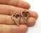 8 Heart Charms Antique Copper Plated Charms (25x17mm) G18902