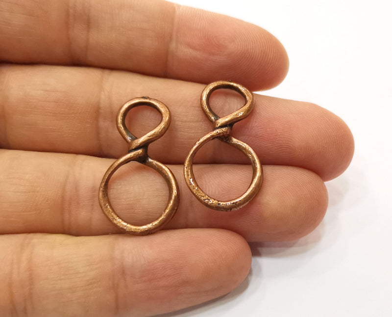 8 Copper Eight Shape Charms Antique Copper Plated Charms (30x17mm)  G18903