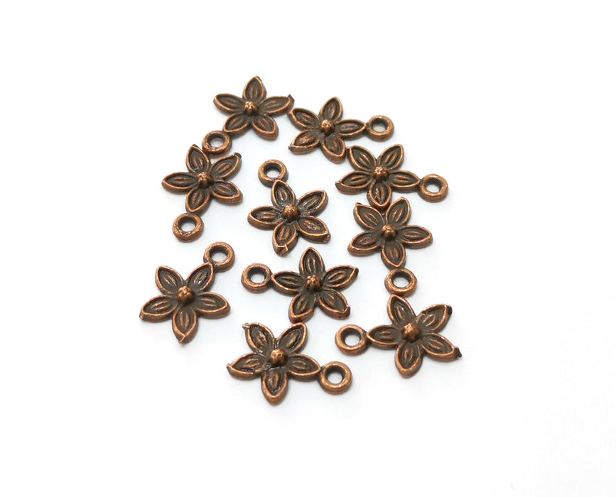 20 Flower Charms Antique Copper Plated Charms (14x11mm)  G18905