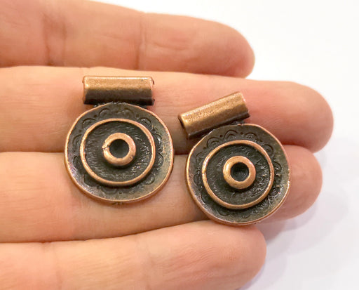 2 Copper Charms Antique Copper Plated Charms (27x22mm)  G19446