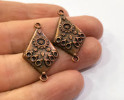 4 Copper Charms Connector Antique Copper Plated Charms (34x19mm)  G19448