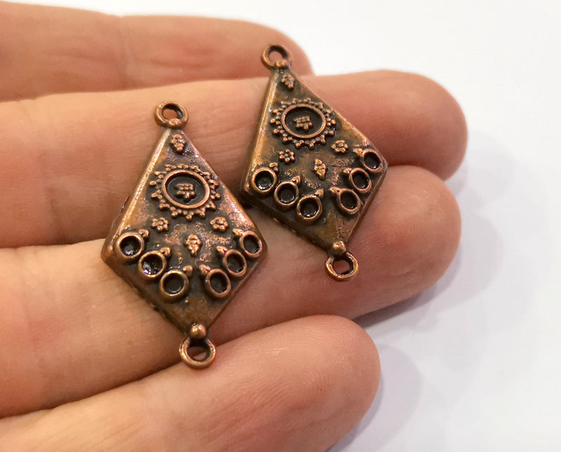 4 Copper Charms Connector Antique Copper Plated Charms (34x19mm)  G19448