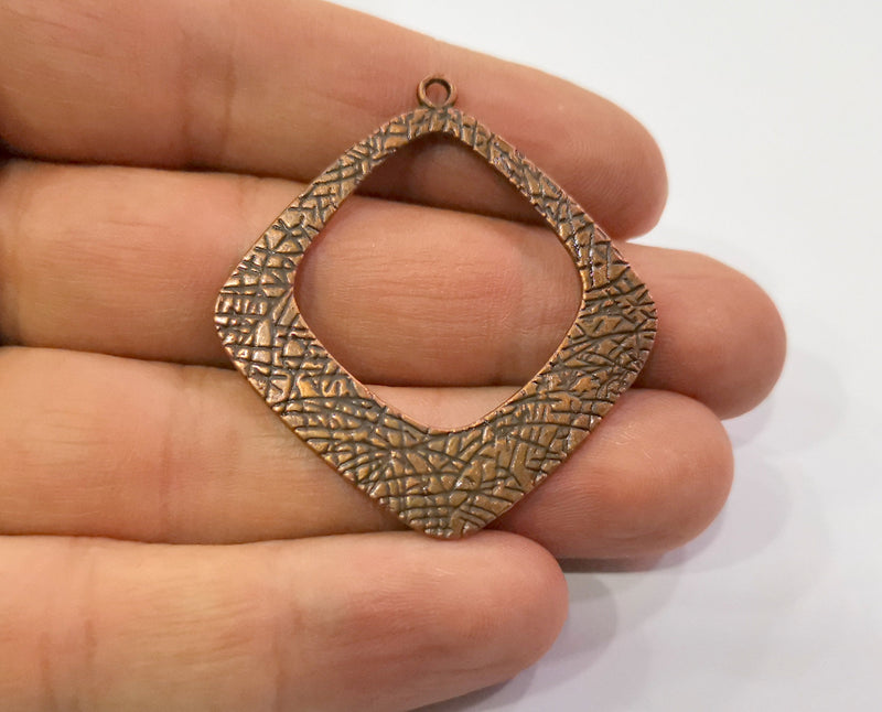 2 Copper Charms Double sided (Both Side Same) Antique Copper Plated Charms (46x42mm)  G20303