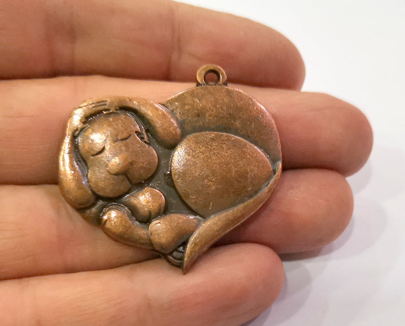 2 Dog Charms Antique Copper Plated Charms (37x40mm)  G19453