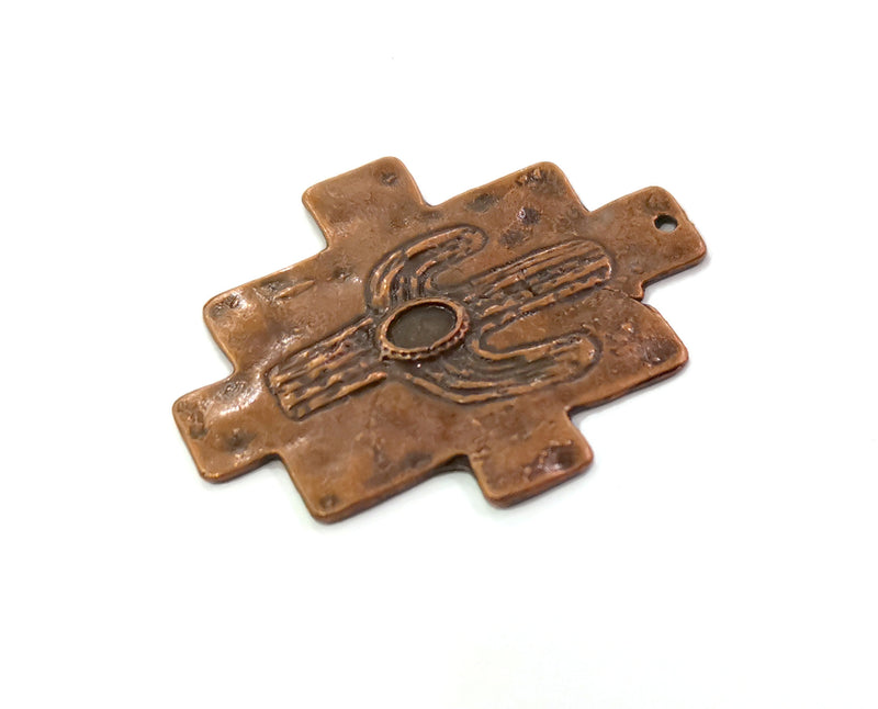 2 Cactus Charms Antique Copper Plated Charms (48x37mm)  G19456