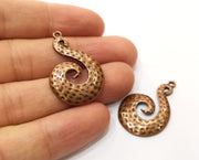 2 Copper Hammered Charms Antique Copper Plated Charms (34x22mm)  G18916