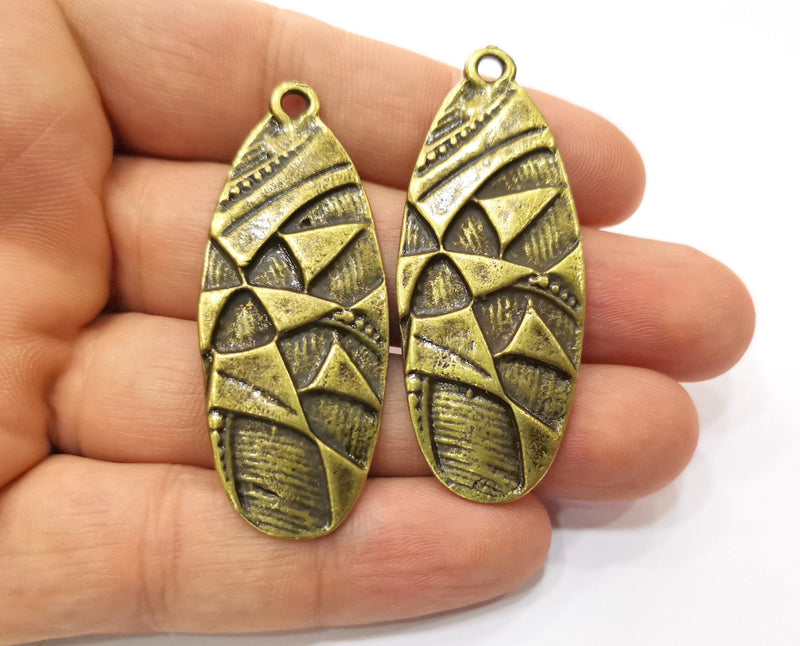 2 Antique Bronze Charms Antique Bronze Plated Charms (56x22mm)  G18921