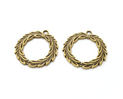 2 Leaf Charms Antique Bronze Plated Charms (34x34mm) G18922