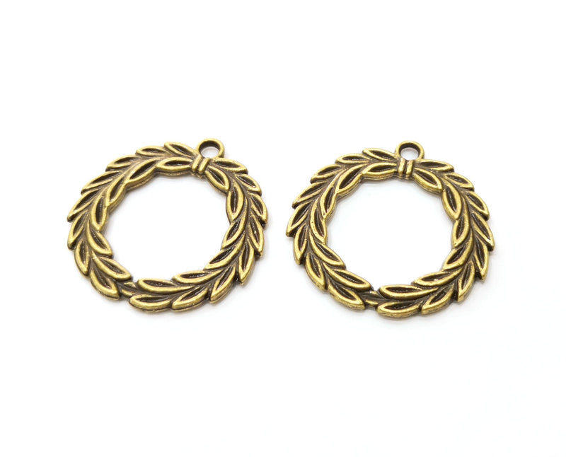 2 Leaf Charms Antique Bronze Plated Charms (34x34mm) G18922