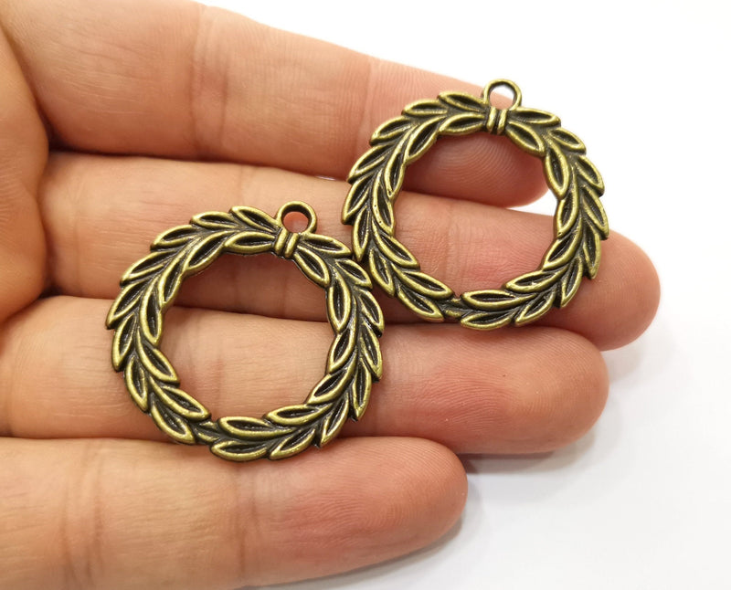 2 Leaf Charms Antique Bronze Plated Charms (34x34mm) G18922