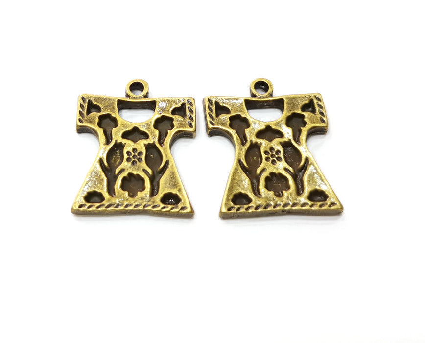 2 Antique Bronze Robe Chest Charms Antique Bronze Plated Charms (28x23mm)  G18923