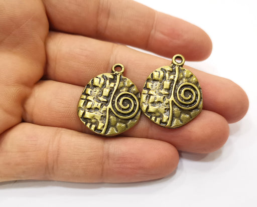 2 Antique Bronze Charms Antique Bronze Plated Charms (28x23mm)  G18925