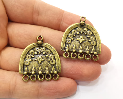 2 Antique Bronze Charms Antique Bronze Plated Charms (33x30mm)  G18928