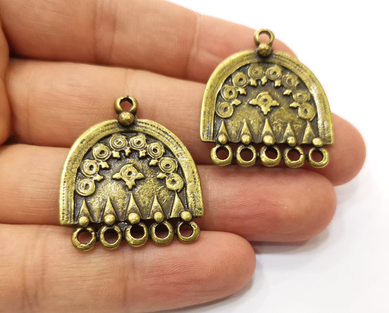 2 Antique Bronze Charms Antique Bronze Plated Charms (33x30mm)  G18928
