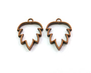 4 Pine Charms Bezel Antique Copper Plated Charms (34x23mm) G19780