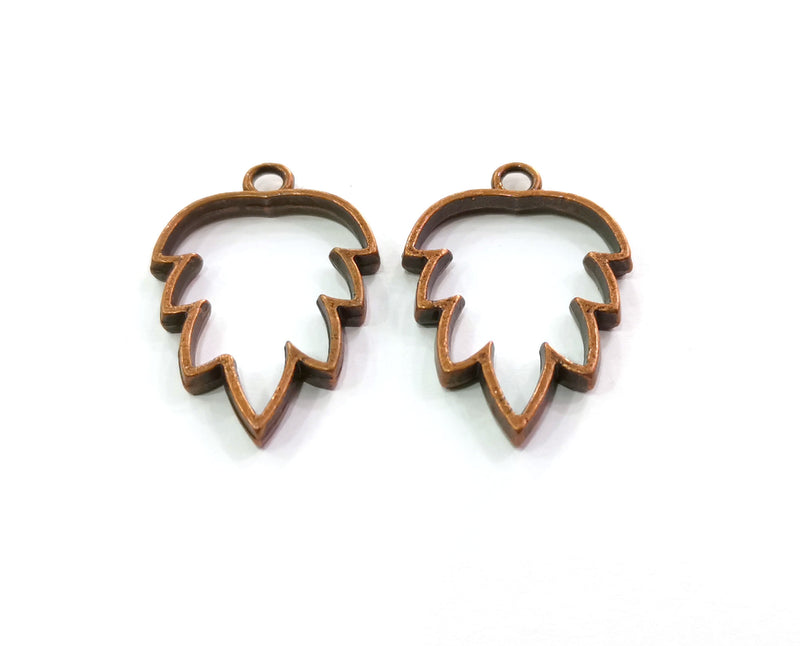 4 Pine Charms Bezel Antique Copper Plated Charms (34x23mm) G19780