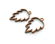 4 Pine Charms Bezel Antique Copper Plated Charms (34x23mm) G19780