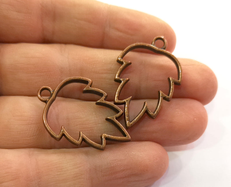 4 Pine Charms Bezel Antique Copper Plated Charms (34x23mm) G19780