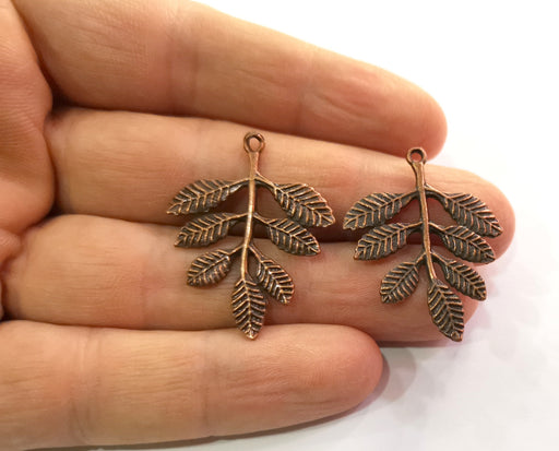 4 Leaf Branch Charms Antique Copper Plated Charms (35x28mm) G19469