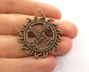 2 Sun Charms Antique Copper Plated Charms (41x36mm)  G19471