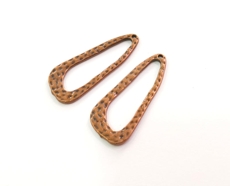 2 Hammered Charms Antique Copper Plated Charms Double sided (Both side Same) (42x17mm)  G19472