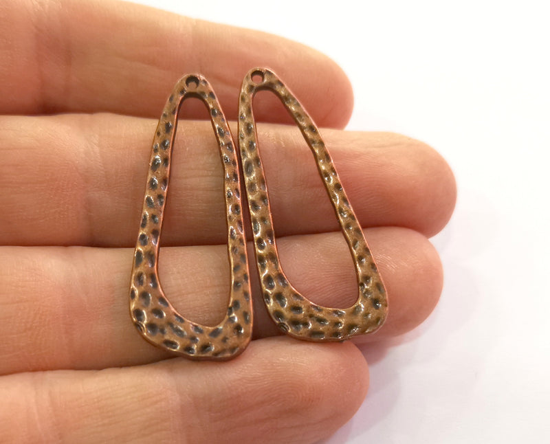 2 Hammered Charms Antique Copper Plated Charms Double sided (Both side Same) (42x17mm)  G19472