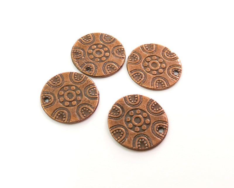 6 Copper Charms Antique Copper Plated Charms (19mm)  G19473
