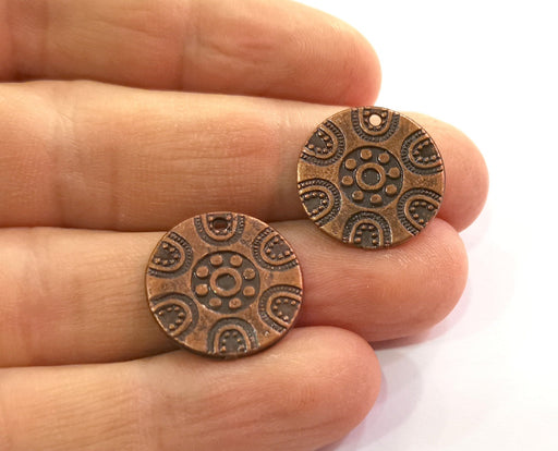 6 Copper Charms Antique Copper Plated Charms (19mm)  G19473